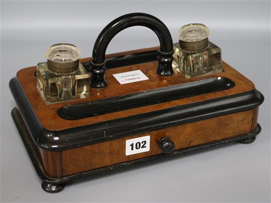 A Victorian walnut desk stand